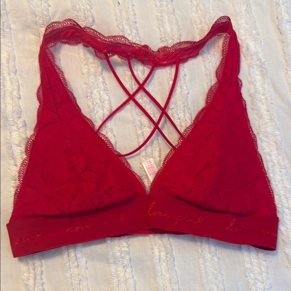 PINK Victoria's Secret Red Triangle Bralette